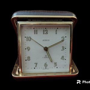 Vintage SEMCA 7 Jewel Repeater Travel Alarm Clock